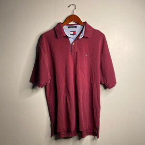 y2k vintage Tommy Hilfiger maroon polo shirt size XL